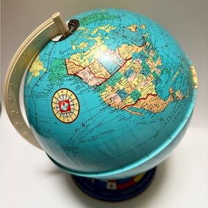 The Ohio Art Co. | Vintage Tin World Globe on Stand - 50s-60s Made in USA